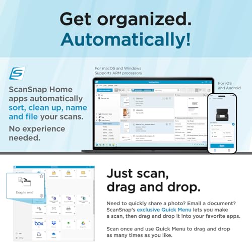 Image of ScanSnap iX2500 Wireless or USB High-Speed Cloud Enabled Document, Photo & Receipt Scanner with Large 5 inch Touchscreen and 100 Page Auto Document Feeder for Mac or PC, Black