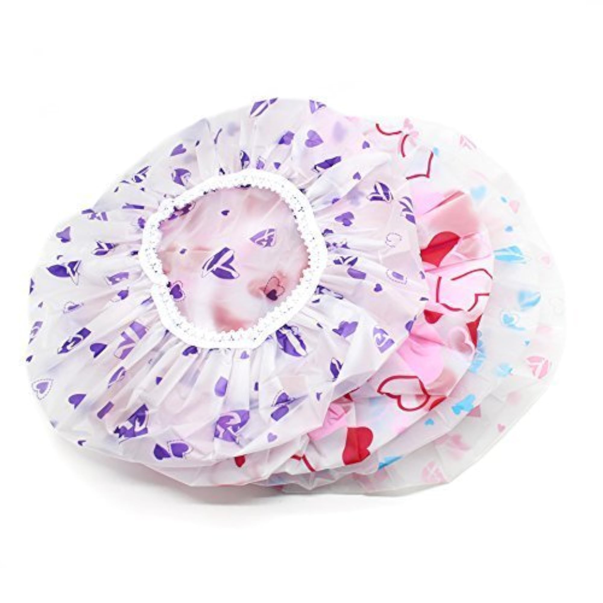 Set of 3 Reusable Waterproof Elastic Shower Caps for Home & Spa