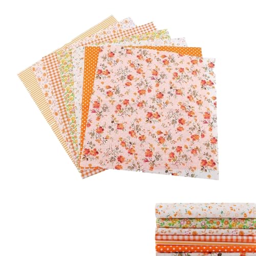 【7 serie gialle】: 3 tipi, 7 pezzi per confezione, la stoffa per cucire i vestiti ha colori bellissimi, tra cui varie fantasie, tra cui vari motivi, pois, strisce, quadri, quadretti, stampe, fiori, ecc.Scampoli stoffa colori vivaci e i motivi floreali lo rendono un ottimo modello.