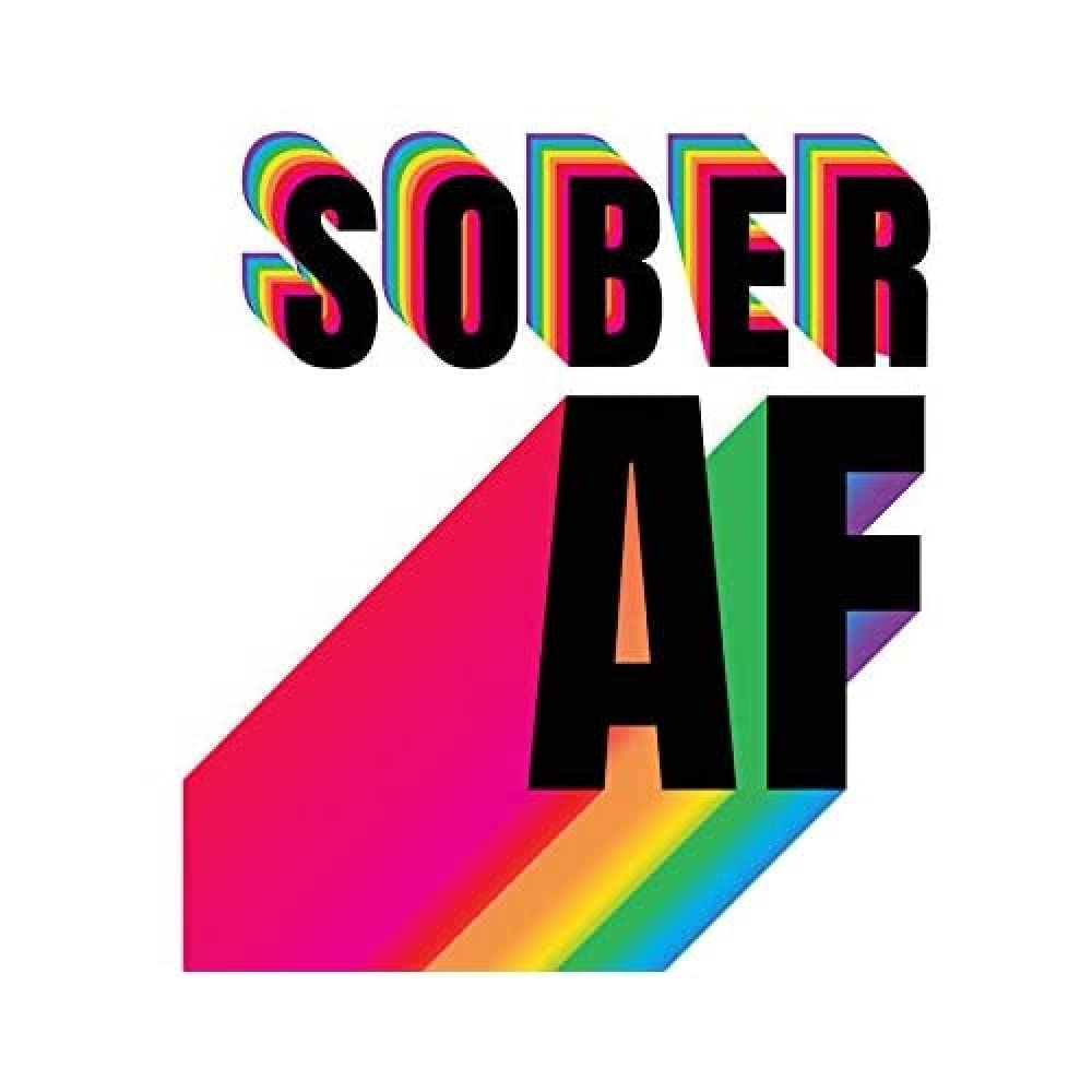 Wee Blue Coo Sober AF Rainbow Typography White Art Print Canvas Premium Wall Decor Poster Mural