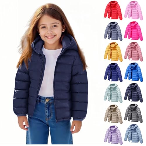 Chaqueta acolchada de invierno para niños y niñas, ligera, resistente al viento, con capucha, acolchada, cálida, con cremallera, para exteriores, lisa, plegable, cortavientos térmica, caqui, 9-10 años