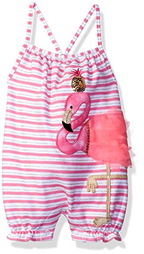 Mud Pie Baby Girls' Bubble Romper, Flamingo, 9-12 Months