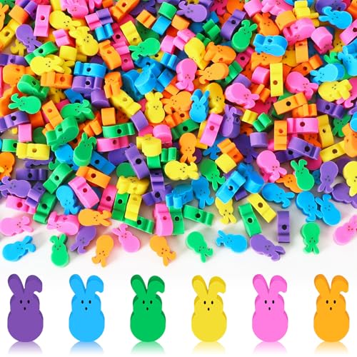 SEPGLITTER Easter Polymer Clay Beads 300pcs Bunny Mixed Spacer Clay Beads for Spring Easter Jewelry Making DIY Bracelet Necklace Accessories Craft Party Supplies