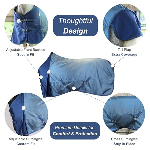 Image of BARN & STABLE 1680Denier 3000mm /3000mvp Super Waterproof & Breathable Horse Blankets for Winter with 250g Fill