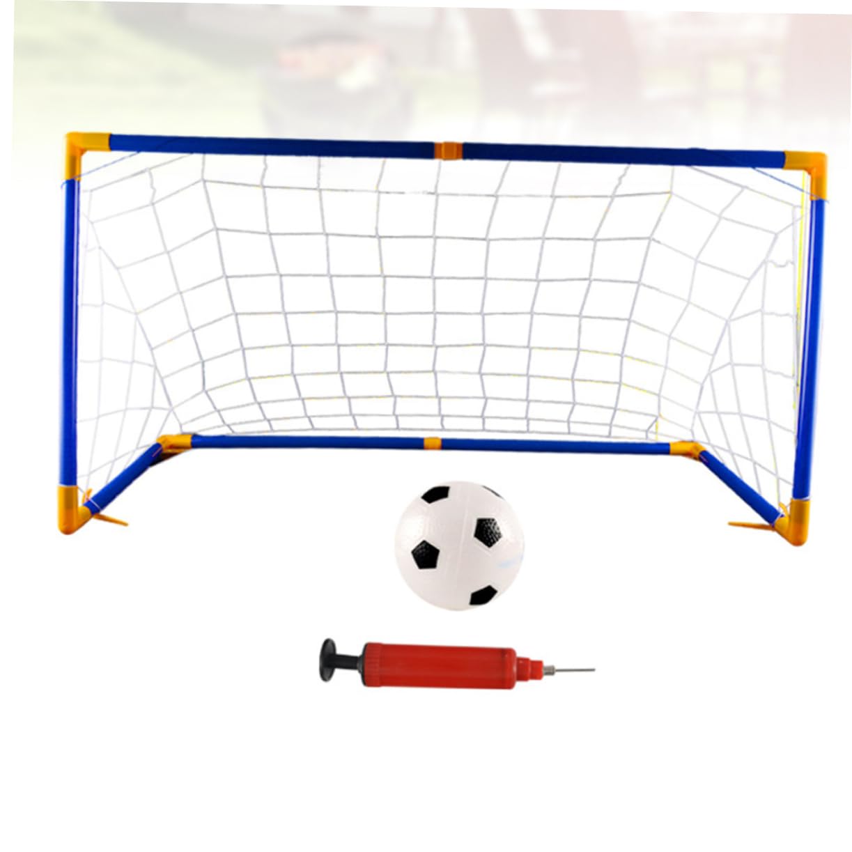 Mikikit 1Set Portable Soccer Goal for DIY Football Net Includes Soccer Net Ball Inflator Lightweight Easy to Assemble for Backyard Park Games
