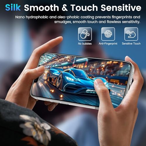 Image of Mr.Shield [2 Pack] Easy-X Screen Protector for iPhone 14 /13 /17e /16e /13 Pro | 9H Hardness Tempered Glass Guard, Military Grade Shatterproof, Easy Installation Tray, HD Clarity, Case-Friendly