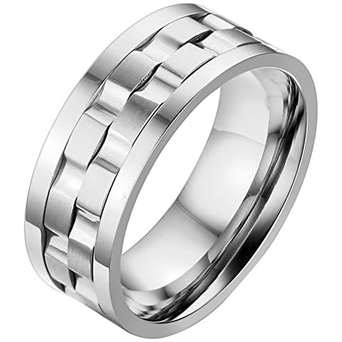 Oidea 9MM Mens High Polished Stainless Steel Spinner Wedding Ring Bands Silver,Size 9 Cover