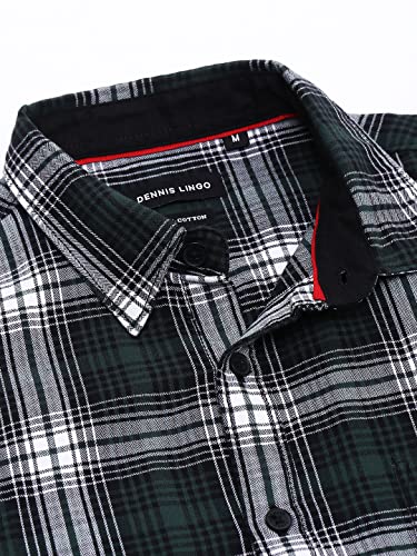 Image of Dennis Lingo Men's Slim Fit Checkered Casual Shirt (Green)
