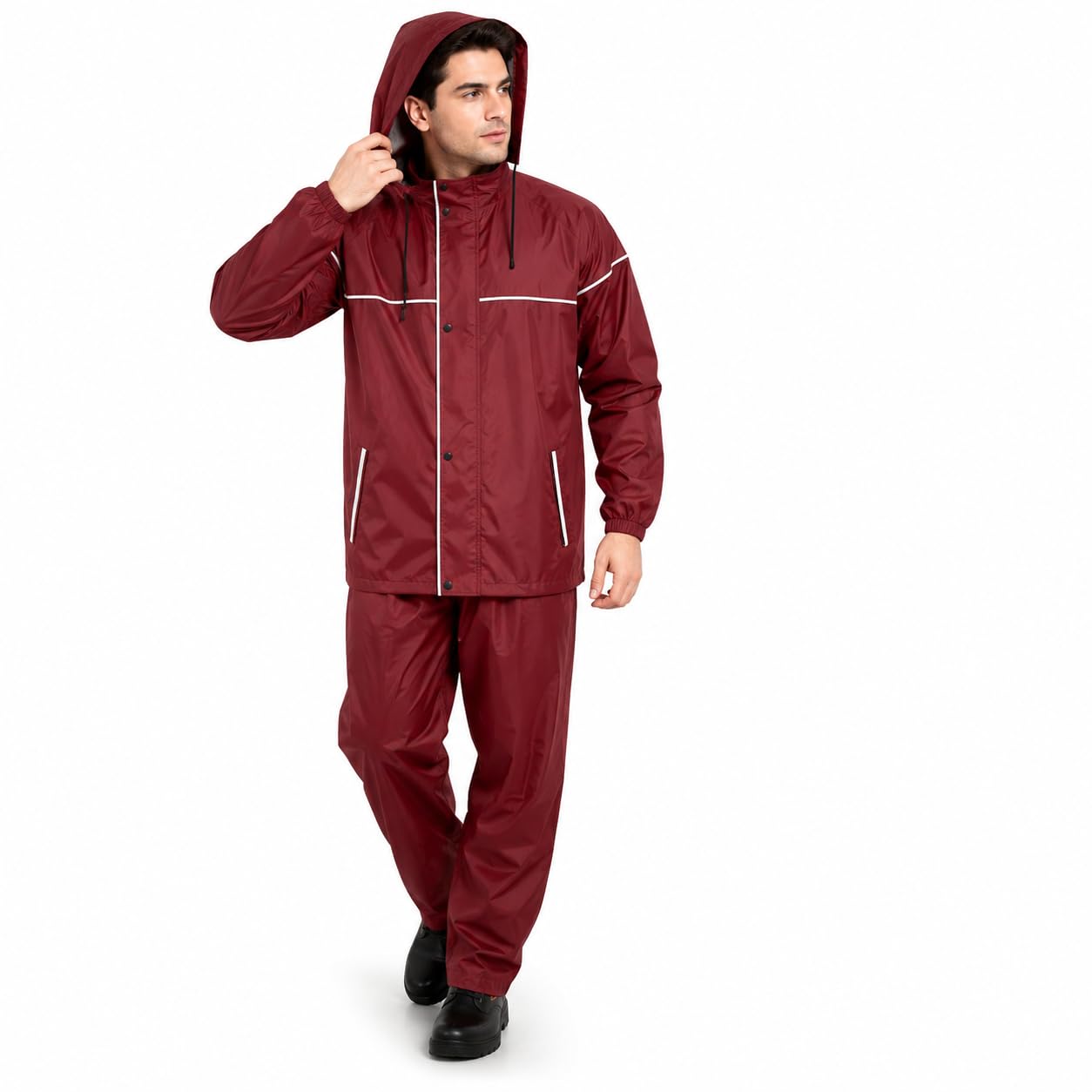 { 2026 Brings 5 Years WARRANTY ) Rain Suit for Men Waterproof Hooded Jacket & Pant Set for Bike Riding, Travel & Outdoor Use | Wind-Resistant Full Body Monsoon Rainwear | Red-image-40