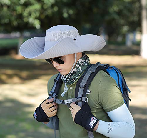 Image of HUAMULAN Wide Brim Sun Hats Men and Women Bucket Safari Fishing Hat for Hiking Garden Lawn Work Camping Outdoor