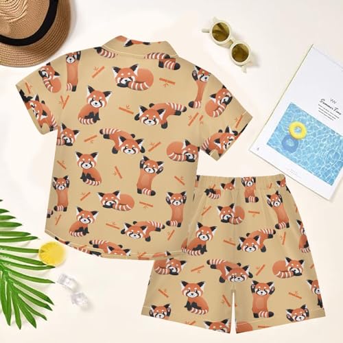 Image of visesunny Funny Boy's 2 Pieces Shirt and Short Set Casual Shirts Short Sleeve Beach Shorts Summer Outfits for 3-10 Years Kids