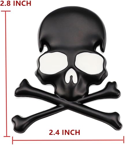 Miniatura 7 de Emblema de calavera de esqueleto 3D para el lado del coche, parte trasera, capó delantero, puerta del maletero, parachoques trasero, caja de cola