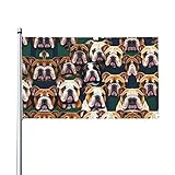 Bandera Linda Impresión De Bulldog Inglés Banderas De Pared Durable Resistente A La Intemperie Banderas Con Ojal, Para Festival, Fiesta, Balcón, 90x150cm