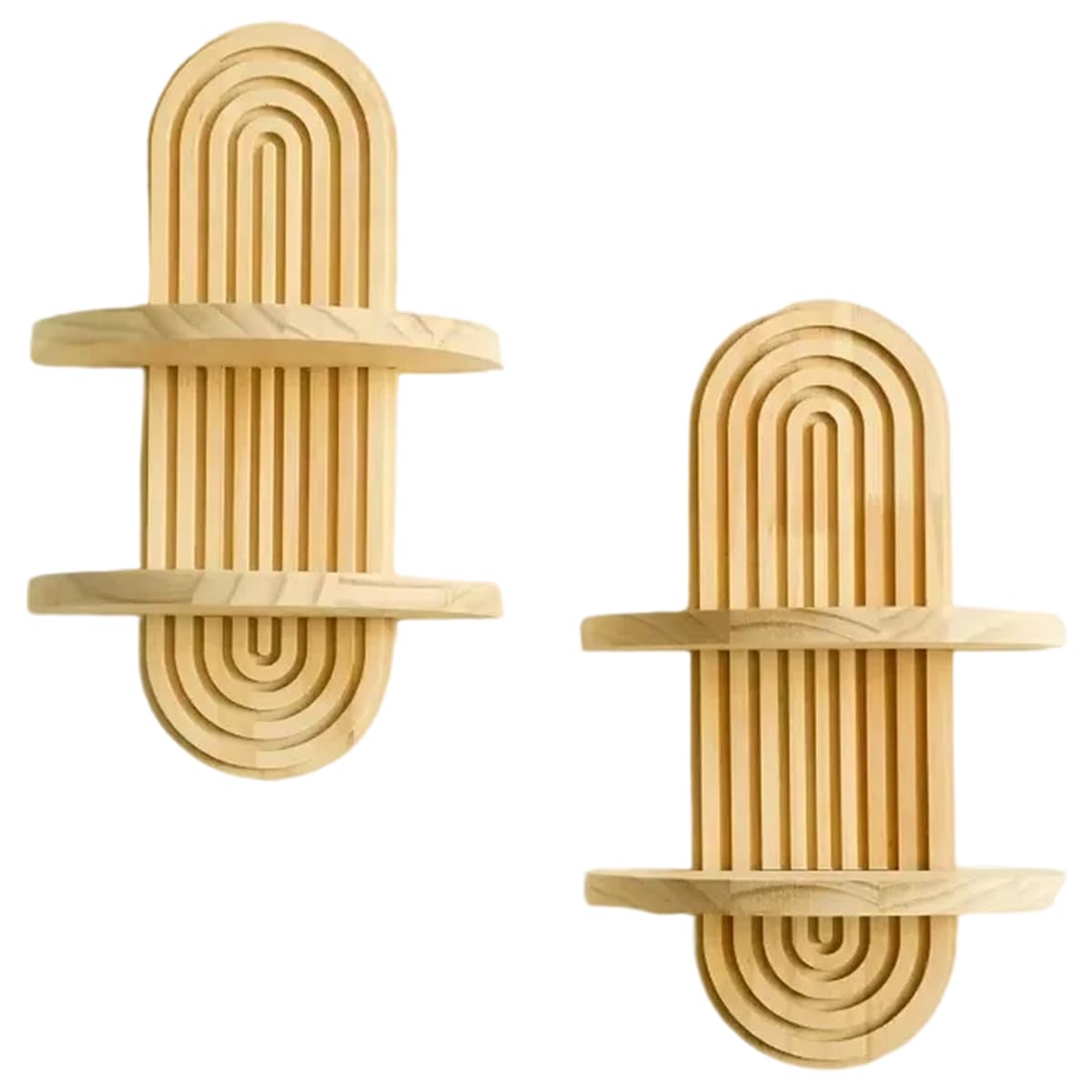 Étagères murales en bois style bohème lot de 2 pièces pour décoration intérieure
