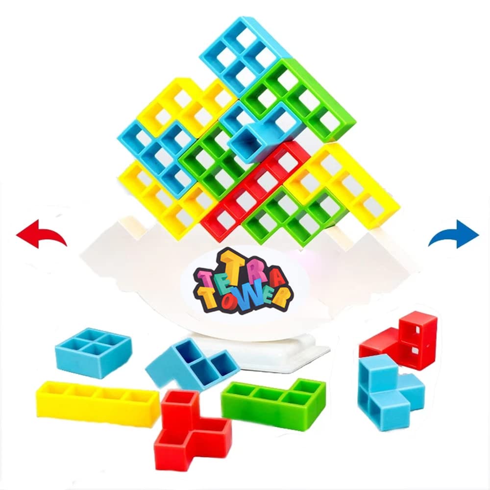 Russian Building Blocks, Tetra Tower Balance Game, tetris Game,balancing Stacking Toys for Kids Adults, Decompression Balance Building Blocks Set, DIY Assembling Versatile Toy Board Table Games 16