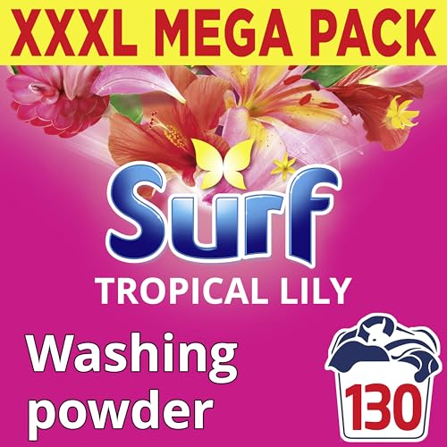 Surf Tropical Lily Washing Powder joy-infused fragrance with natural essential oil lasting up to 12 hours in wear for brilliantly clean laundry every time 130 washes 6.5 kg Surf Tropical Lily Washing Powder joy-infused fragrance with natural essential oil lasting up to 12 hours in wear for brilliantly clean laundry every time 130 washes 6.5 kg