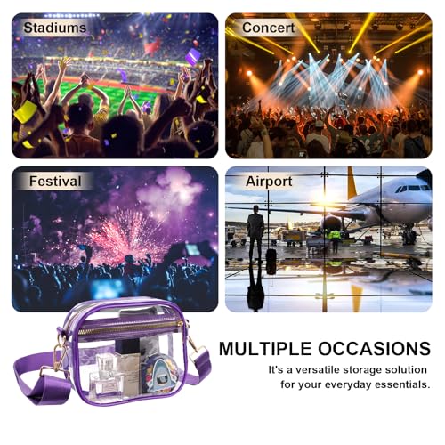 Image of Fibrdoo Clear Bag Stadium Approved, Leather Clear Crossbody Purse Bag for Concerts Sports Events Festivals