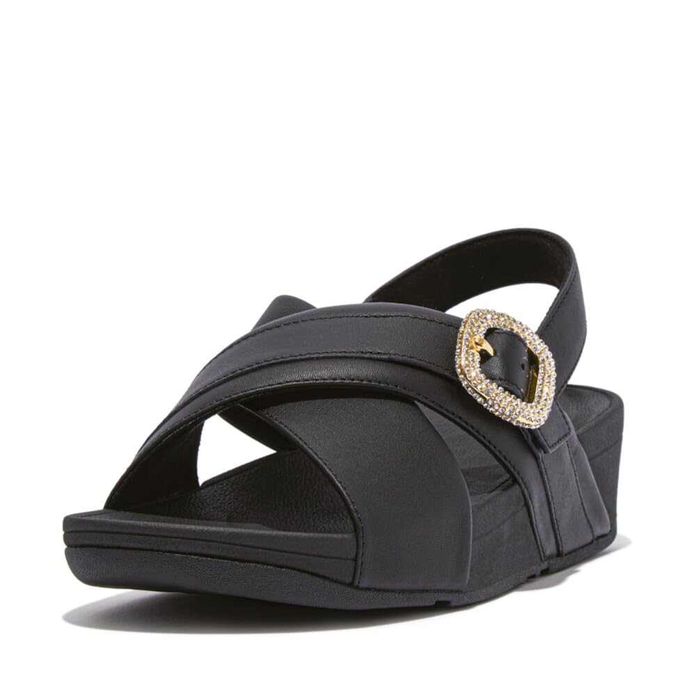 Fitflop Lulu Crystal-Buckle Leather Back-Strap Sandals, Sandalia Mujer