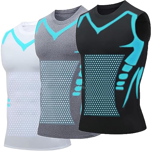 2023 New Version Energxcel Ionic Shaping Vest, Ionic Shaping Vest Men (Black+Grey+White,M)