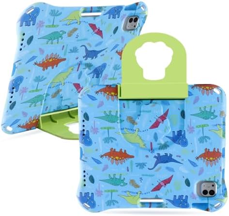 for iPad 12 A19 iPad 11 inch A16 iPad 10 10th 11th 12th Generation Dinosaur Tablet Case for Kids Boy Light EVA Kid Friendly Cover with Handle Kickstand Kid-Pro Shockproof Toddlers Blue