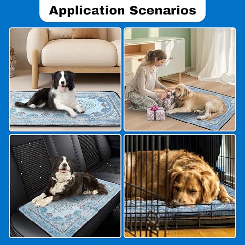 Image of PatiencET Washable Pee Pads for Dogs Cat Litter Mat 72'' x 72 inch Super Absorbent Leakproof Reusable Puppy Pads 1 Pcs Puppy Training Pad with Non-Slip Bottom for Potty Whelping Playpen Crate Green