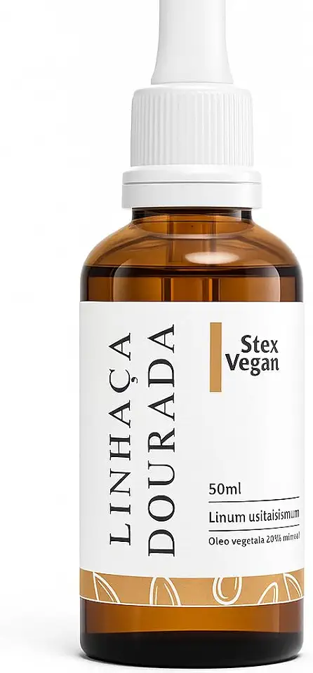 STEX VEGAN Óleo de Linhaça Dourada, 100% Natural e Puro, 50mL, para Pele e Cabelo, Reduz Rugas e Controla Frizz