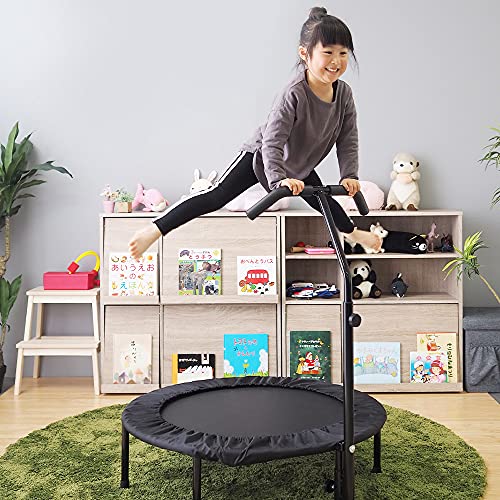 créer(クレエ) トランポリン こども用 室内 補助手すり付き 2021年改良型 子供のための安心設計 (ブラック（手すり付き）)