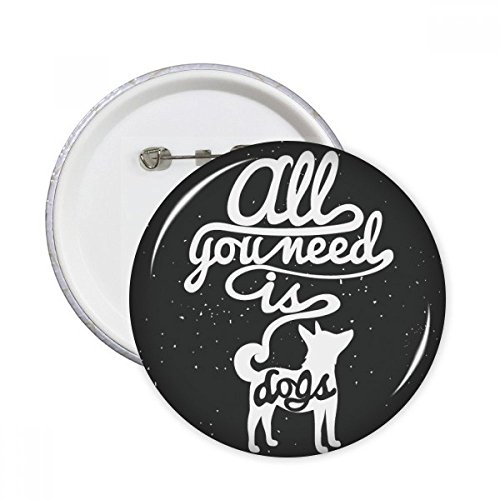 Pins Badge Bouton Rond Blanc Chien Noir XL pour Vêtements