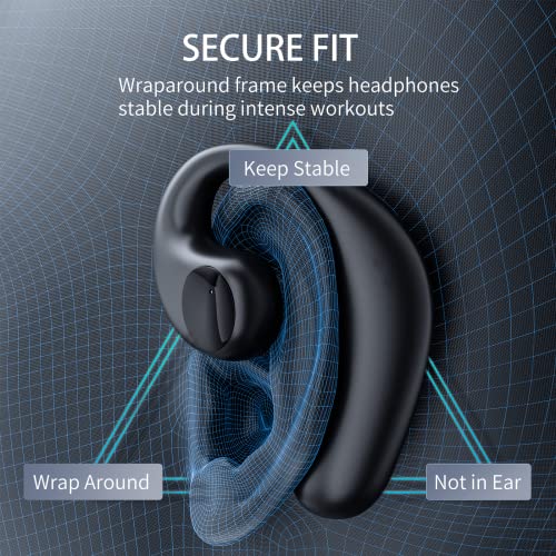 Yosint Open Ear Headphone Wireless Air Bone Conduction Earbuds With Microphones, Bluetooth 5.3 Earbuds Led Power Display Hifi Stereo Sound Headphones For Sport, Workouts, Running, Cycling #TOP6