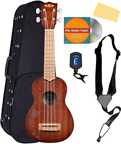 Kala KA-15S Satin Mahogany Soprano Ukulele Bundle with Gig Bag, Tuner, Strap, Fender Play, Austin Bazaar Instructional… - Les Beatles, Paul McCartney, John Lennon, RIngo Starr, George Harrison Kala KA-15S Satin Mahogany Soprano Ukulele Bundle with Gig Bag, Tuner, Strap, Fender Play, Austin Bazaar Instructional…