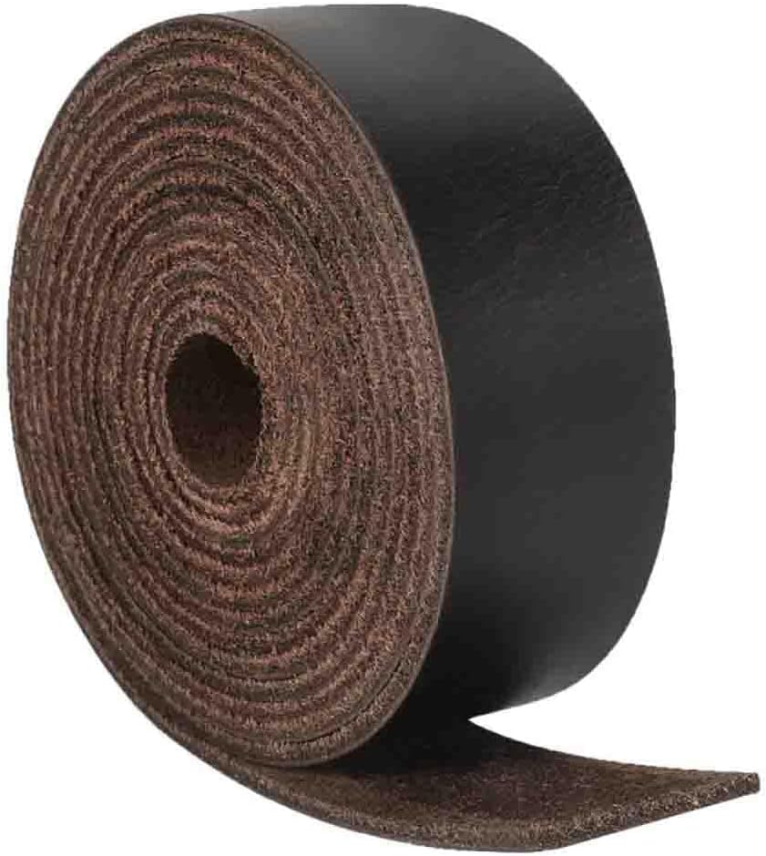 Flat Leather Straps for Crafts, Full Grain Strips for Crafts, Tooling (Dark Brown,4x50cm)
