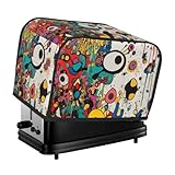 Toaster-Abdeckung mit bunten Tintenspritzaugen, 2 Scheiben, für kleine Geräte, mit Taschen, Staub- und Fingerabdruckschutz