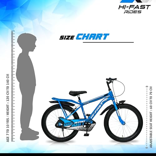 Image of HI-FAST Gangster 20T Cycle for Boys & Girls 7 to 10 Years with Tyre-Tube & Side Stand (Semi-Assembled) (Blue) 20 Inches,Road Bike, Rigid