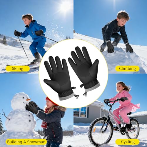 ihuan Kids Winter Waterproof Ski Gloves, Snowboarding Touchscreen Snow Cycling Running Gloves for Boys Girls - Image 5