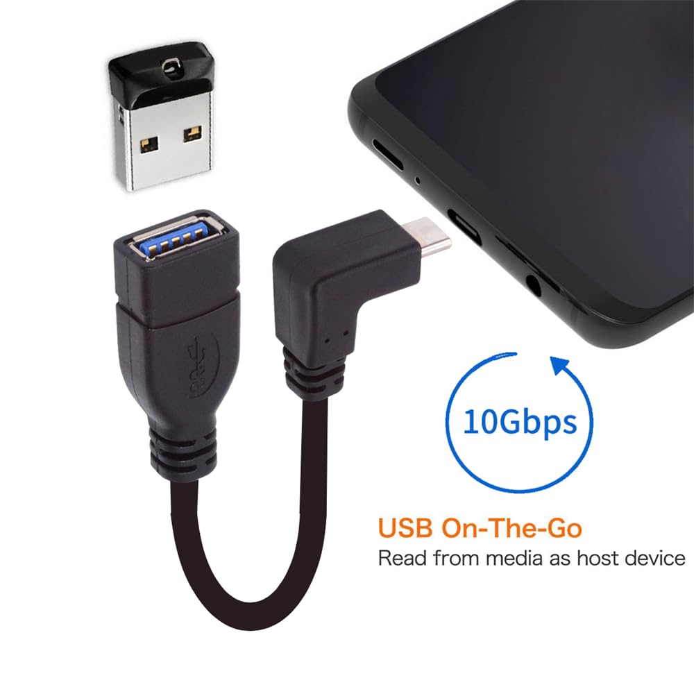USB-C USB 3.1 typ C męski na USB 3.0-A żeński 10 Gb/s OTG kabel zasilający do transmisji danych w górę w dół pod kątem