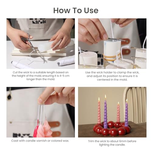 Rollo de mecha para velas 98 ft con 20 soportes miniatura 5