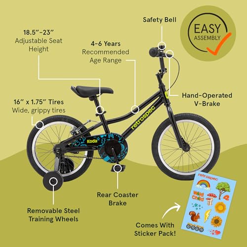 Image of Retrospec Koda Plus Kids Bike for Boys & Girls Ages 4-6 Years - 16 inch Children's Bicycle, Adjustable Seat & Handlebars