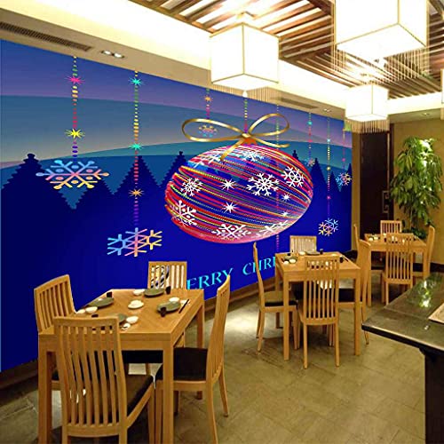 Décor à la Maison Mural Papier Peint Bleu 3D Noël Pour Chambre Moderne - 6