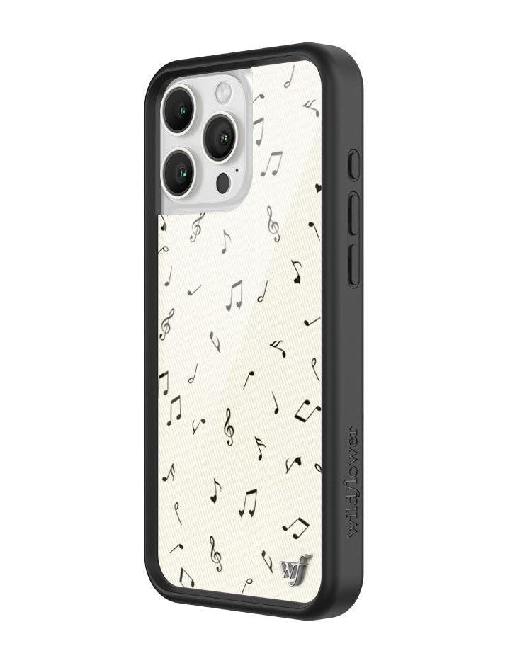 Image of Wildflower Cases - Compatible with iPhone 16 Pro Max | Protective Black Bumper, 6.5ft Drop Test Certified, Women Owned Small Business | Music Beige Song Instrument Artistic Trendy Cute | Love Notes