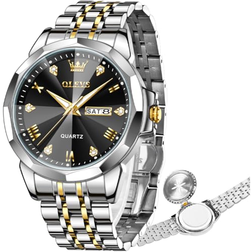 Image of OLEVS Watch for Men Diamond Casual Analog Roman Quartz Stainless Steel Waterproof Luminous Date Calendar Luxury Gifts Wrist Watch