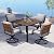 Grand patio 5-Piece Outdoor Dining Set, 4 Leather-Look Wicker Swivel Patio Chairs & 1 Square Woodgrain Dining Table, Brown