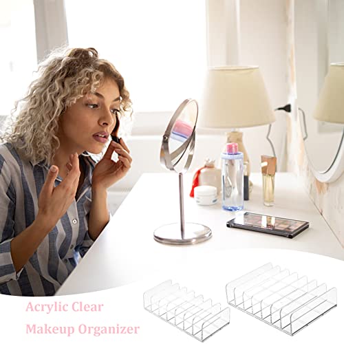 Tikplus 2 Stück Lidschatten Organizer, Acrylic Kosmetik Organizer, Make up Schminktisch Organizer mit 7 Fächern，Transparent Paletten-Organizer für Schubladen Schlafzimmer, Schminkaufbawahrung
