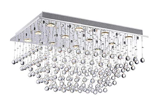 Saint Mossi 12-Lights Modern Chandelier K9 Crystal Chandelier Light Fixture By Raindrop Chandelier Design,Modern Flush Mount Ceiling Light Fixtures,H16 X W22 X L31 #TOP19