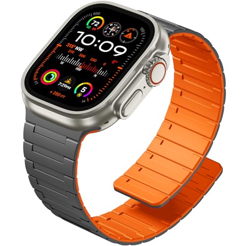 Image of SNBLK Magnetic Watchband Compatible with Apple Watch for Men 44mm 45mm 46mm 49mm 42mm 41mm 40mm 38mm Women, Silicone Sport Strong Magnet Strap for iWatch Series 11 Ultra 3 Ultra 2 Se 10 9 8 7 6 5 4 1