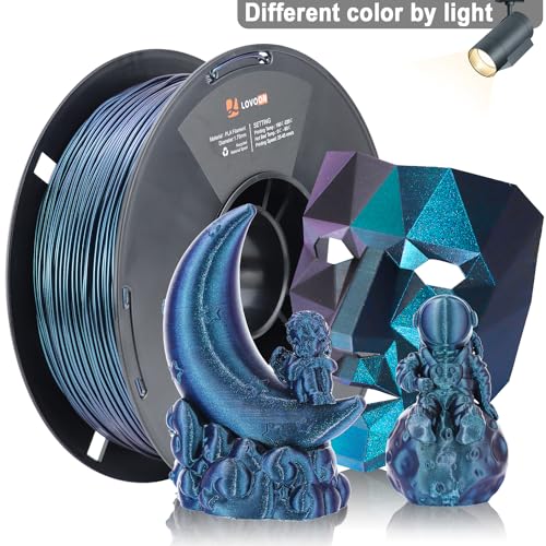Image of LOVOON 3D PLA Filament 1.75mm Sparkle Glitter, Burnt Titanium 3D Printer Filament, Sparkle in Sunlight Filament, Subtle Glitter Color Change, Galaxy Blue(Light Blue), 1KG(2.2lbs) /Spool