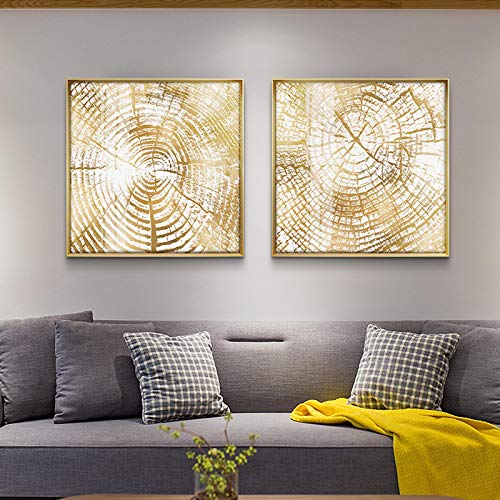 Impression sur toile moderne dorée 80x80 décoration murale affiche scandinave x2