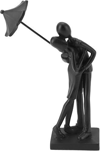Escultura de pareja amorosa bajo el paraguas, estatua de pareja de resina, figuras de escultura de hombre y mujer, figura de amantes y estatua para