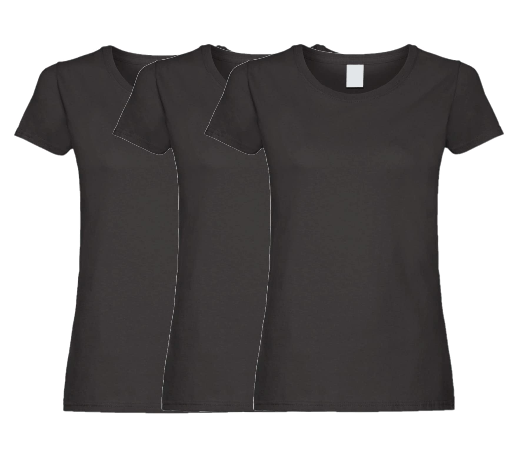COOZO Ladies Original Pack of 3 Short Sleeve T-Shirts - Black - XL