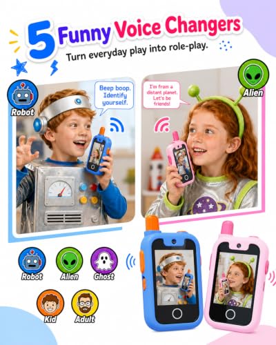 Image of 2.8 inch Video Walkie Talkies for Kids, 2 Pack Kids Walkie Talkie with Camera | Radio Real-Time Video Call Two-Way Voice Chat, Interactive Voice Effects, Outdoor Toys for Boys Girls Age 3-12, Birthday Gift