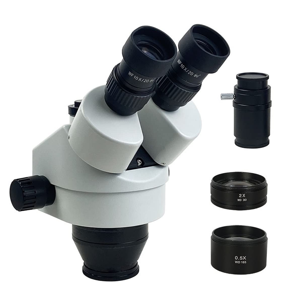Microscope 3.5X 7X 45X 90X Simul-Focal Trinocular Stereo Microscope Head Continuous Zoom WF10X/20MM Eyepiece Auxiliary Objective Lens(3.5X-90X WH)